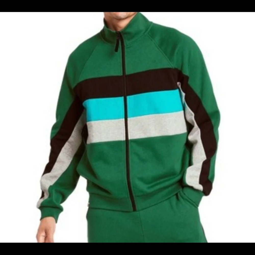 *SOLD* Men’s Green Color Block Stripe Zip-Up Lego Jacket